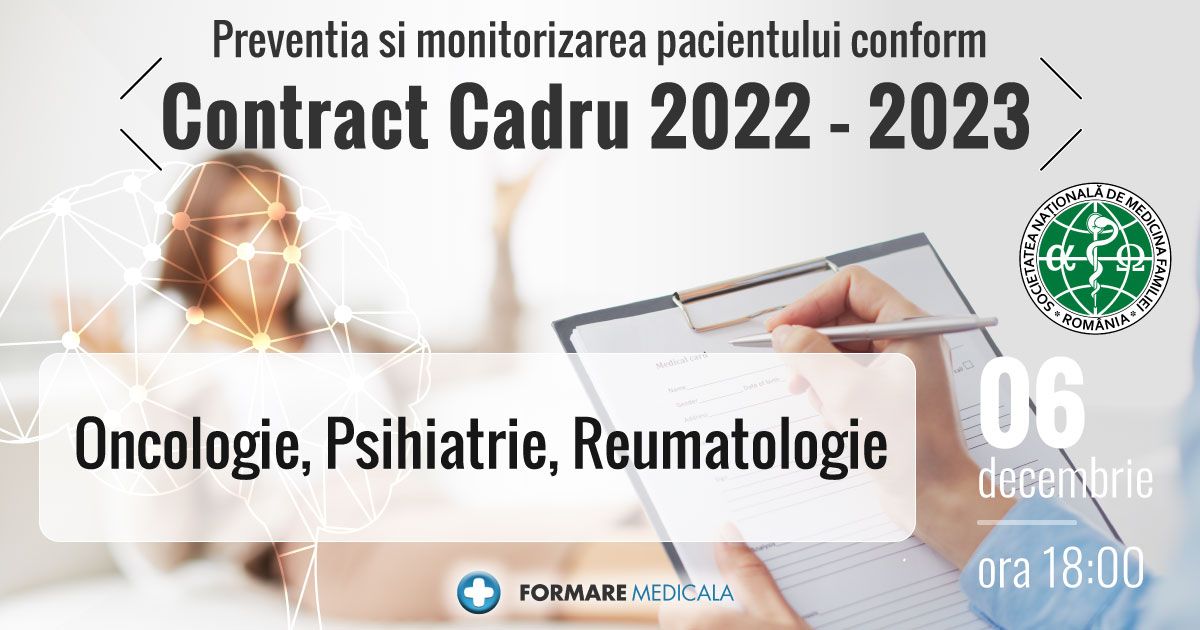 Preventia si monitorizarea pacientului conform CoCa 2022-2023 – Oncologie, Psihiatrie, Reumatologie